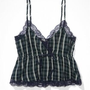 American Eagle Outfitters Plaid Camisole - Black and Green